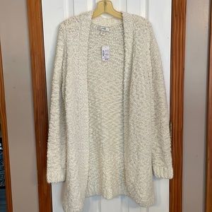 Long, Cream cardigan with long sleeves. CJ Banks 14w